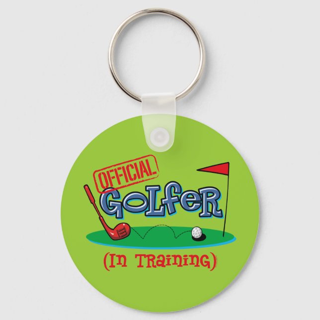 Boy Golfer In Training Key Ring (Front)