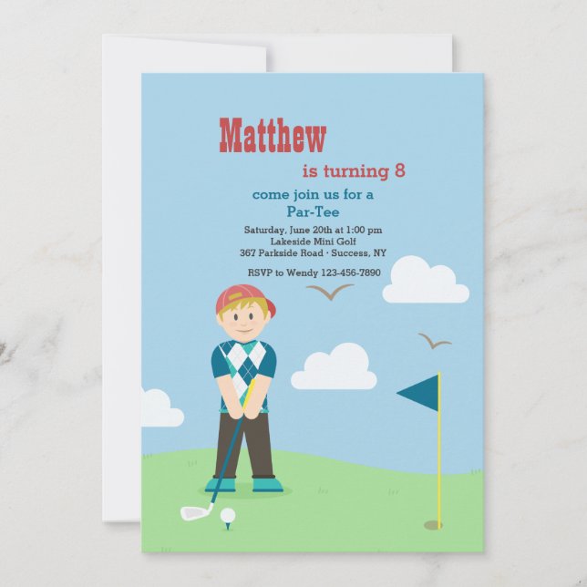 Boy Golfer Invitation (Front)