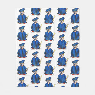 Boy Graduate Blue Cap Gown Diploma Graduation Gift Fleece Blanket
