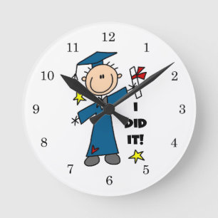 Boy Graduate Round Clock