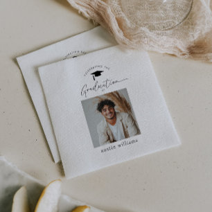 Boy Graduation Celebration Photo Napkin