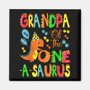 Boy Grandpa Saurus 1st Birthday Dinosaur Magnet