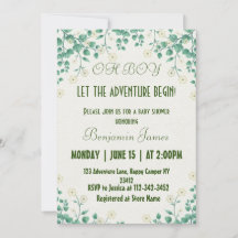 boy green and white  Baby Shower Invitation