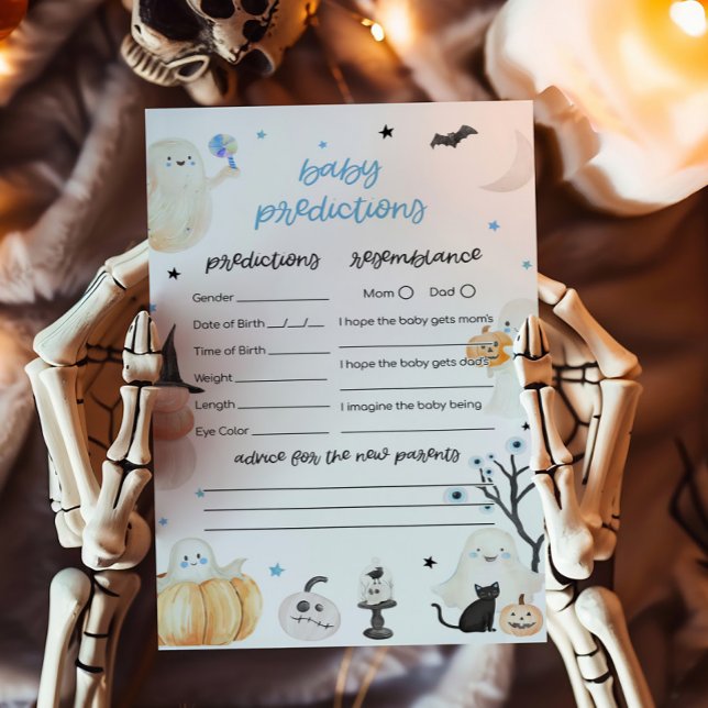 Boy Halloween Baby Shower Baby Predictions Game (A Little Boo Baby Shower Baby Predictions Game)