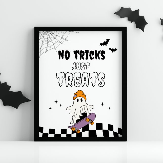 Boy Halloween Birthday No Tricks Just Treats Sign (Creator Uploaded)