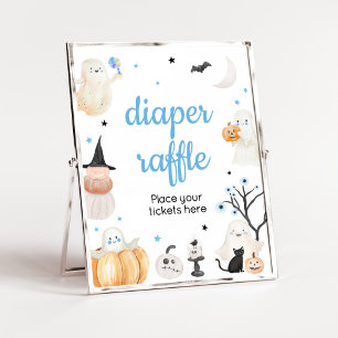 Boy Halloween Little Boo Baby Shower Diaper Raffle Poster