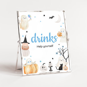 Boy Halloween Little Boo Baby Shower Drinks Poster