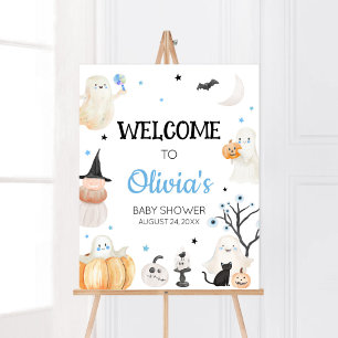 Boy Halloween Little Boo Baby Shower Welcome Poster