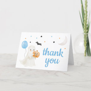 Boy Halloween Little Boo is Almost Due Baby Shower Thank You Card