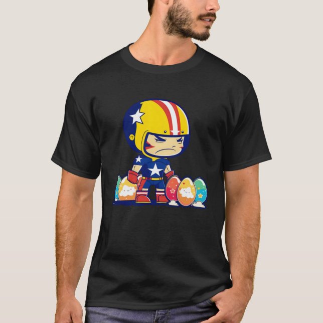 Boy Helmet Easter Eggs Football Easter T-Shirt (Front)
