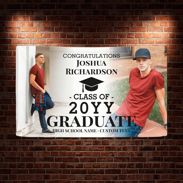 Boy High School Graduation Custom 2 Photo Banner (Boy High School Graduation Custom 2 Photo Banner
)