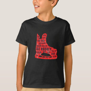 Boy hockey player T-shirt - red skate with words