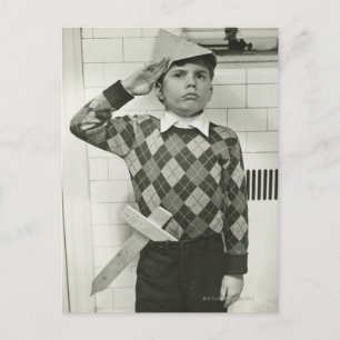 Boy Holding a Wooden Sword Postcard
