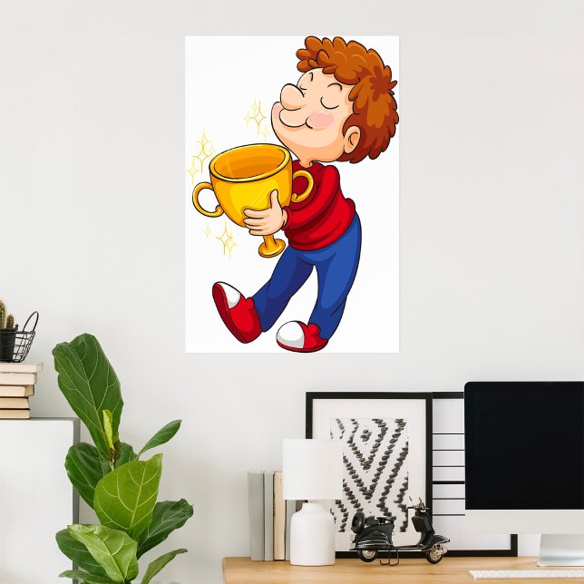 Boy Holding Golden Trophy Award Winner Poster (Creator Uploaded)