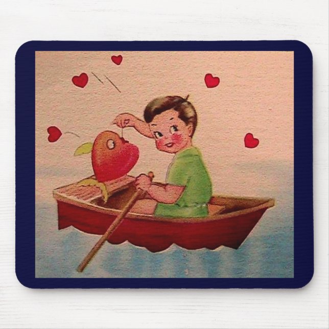 Boy Holding Heart in Boat Mouse Pad (Front)