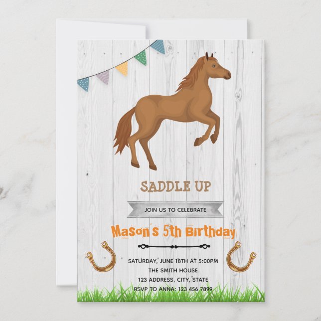 Boy horse theme party Invitation (Front)
