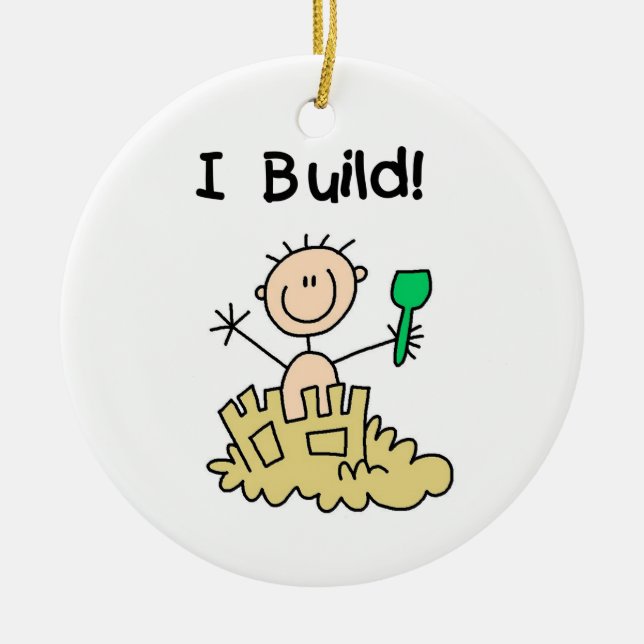 Boy I Build Ceramic Tree Decoration (Front)