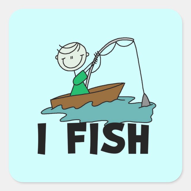 Boy I Fish Square Sticker (Front)