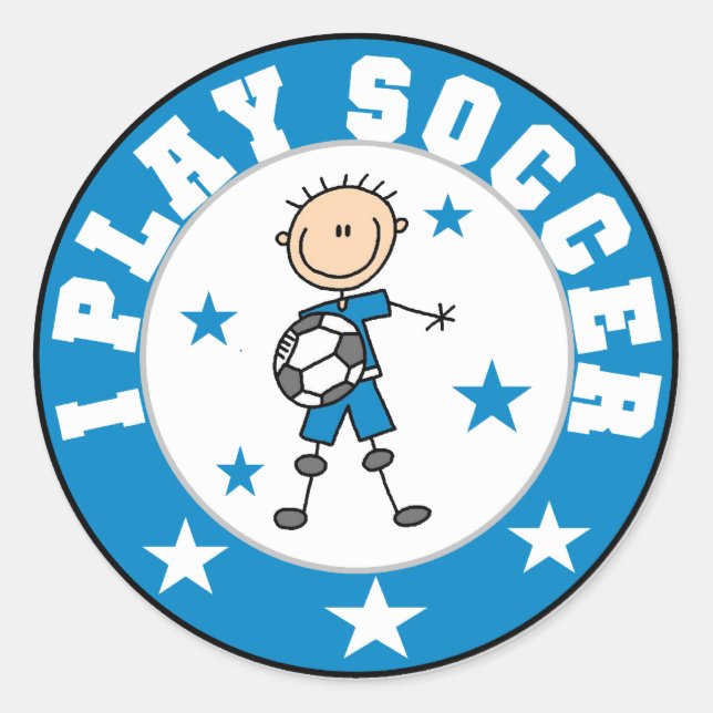 Boy I Play Soccer Tshirts and Gifts Classic Round Sticker (Front)