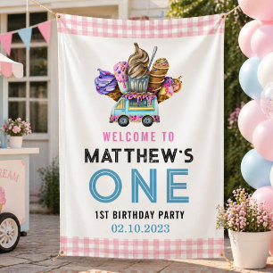  Boy Ice Cream Truck Two Sweet 2nd Birthday Party Banner