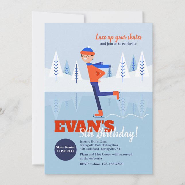Boy Ice Skater Invitation (Front)