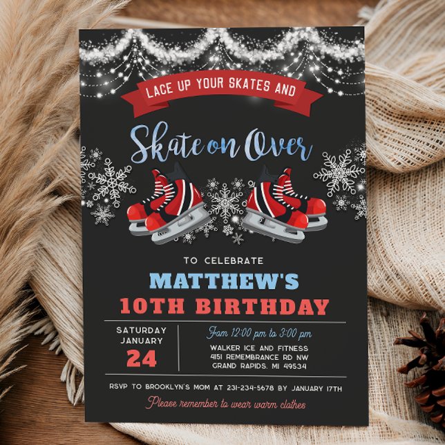 Boy Ice Skating Birthday Invitation (Boy Ice Skating Birthday Invitation)