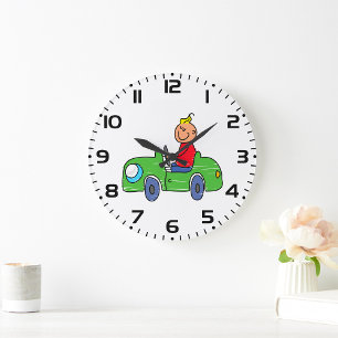 Boy In A Green Car Large Clock