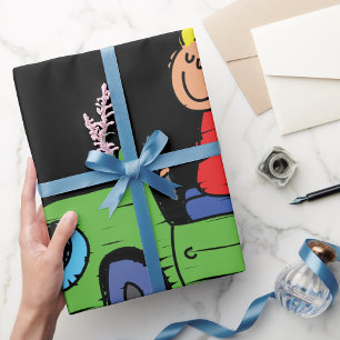 Boy In A Green Car Wrapping Paper