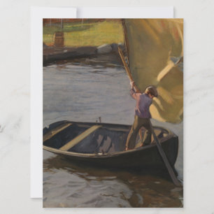 Boy in a Sailboat on the River Card
