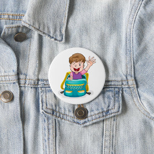Boy In A School Bag  7.5 Cm Round Badge