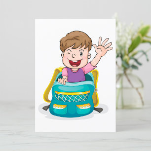 Boy In A School Bag Invitation