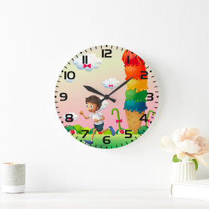 Boy In Candy Land  Large Clock