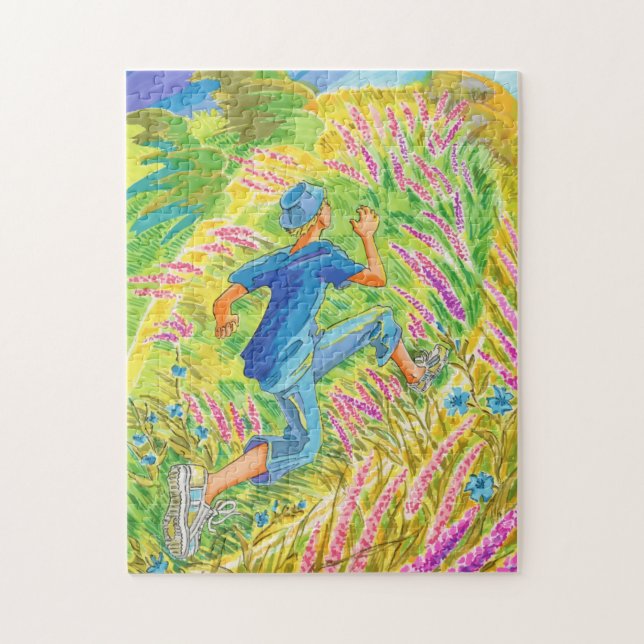 Boy in Lavender Field Jigsaw Puzzle (Vertical)
