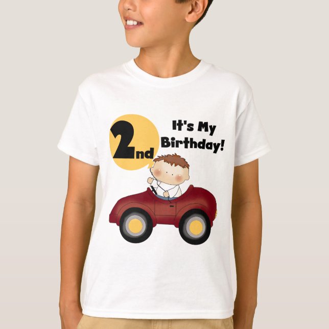 Boy in Red Car 2nd Birthday Tshirts and Gifts (Front)
