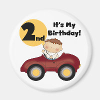 Boy in Red Car 2nd Birthday Tshirts and Gifts