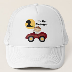 Boy in Red Car 2nd Birthday Tshirts and Gifts Trucker Hat