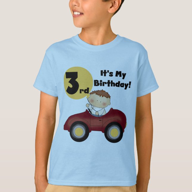 Boy in Red Car 3rd Birthday T-shirts and Gifts (Front)