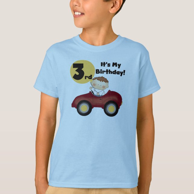 Boy in Red Car 3rd Birthday T-shirts and Gifts (Front)