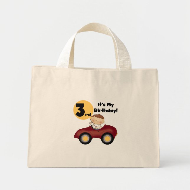 Boy in Red Car 3rd Birthday T-shirts and Gifts Mini Tote Bag (Front)