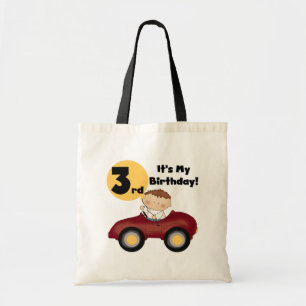 Boy in Red Car 3rd Birthday T-shirts and Gifts Tote Bag