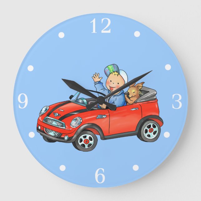 Boy in Red Toy Car - Wall Clock (Front)