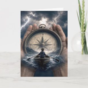 Boy in Rowboat Guided by a Compass Card