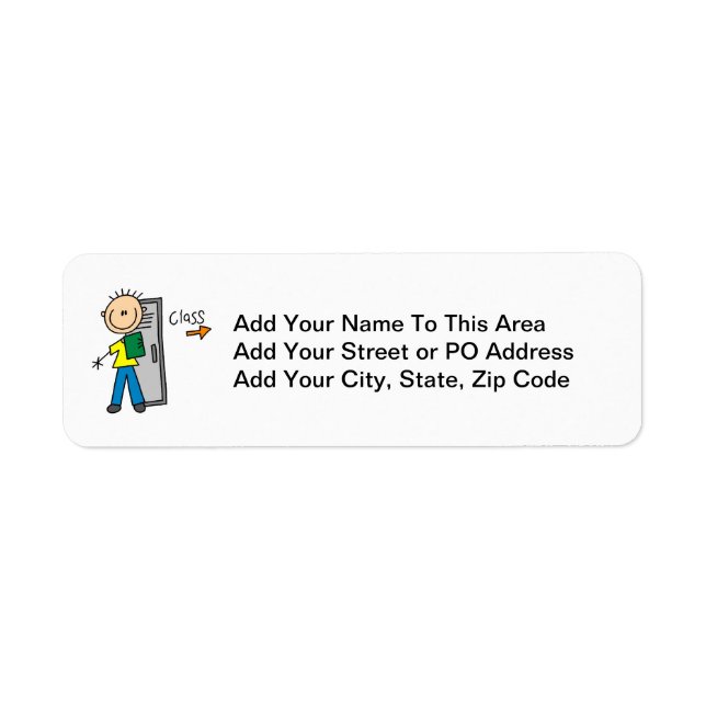 Boy in School Return Address Label (Front)