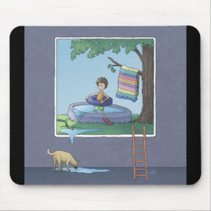 Boy in the kiddie pool mouse pad