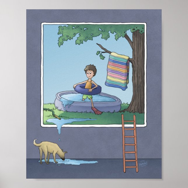 Boy in the kiddie pool poster (Front)