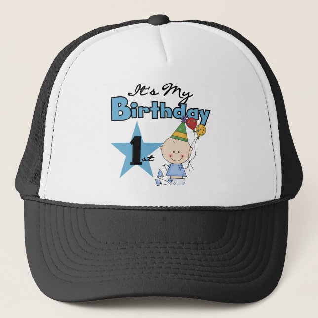 Boy It's My Birthday Tshirts and Gifts Trucker Hat (Front)