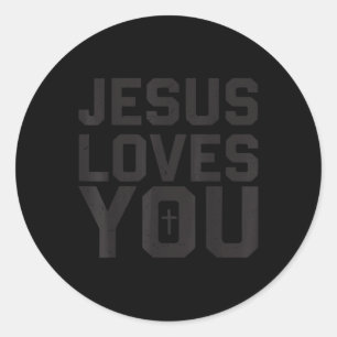 Boy Jesus Love You Minimalist Christian Men Youth Classic Round Sticker