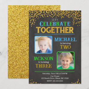 Boy Joint Birthday Party Invitation with Photo