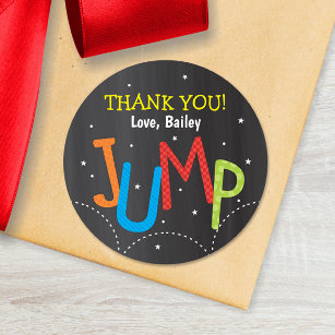 Boy Jump Trampoline Birthday Party Bounce House Classic Round Sticker