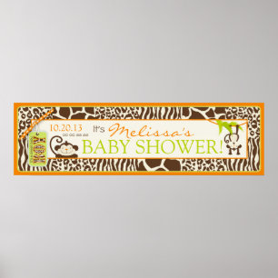 Boy Jungle Monkey Safari Baby Shower Banner Poster